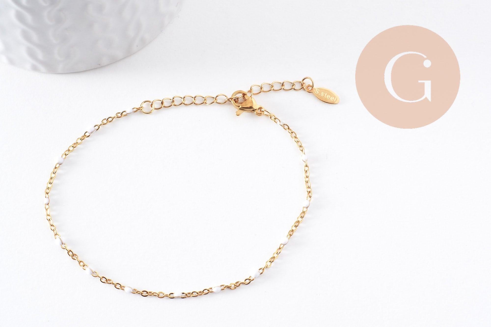 Gingerlily G10229 Bracelet Chaîne Doré Résine Blanche 20,5 cm