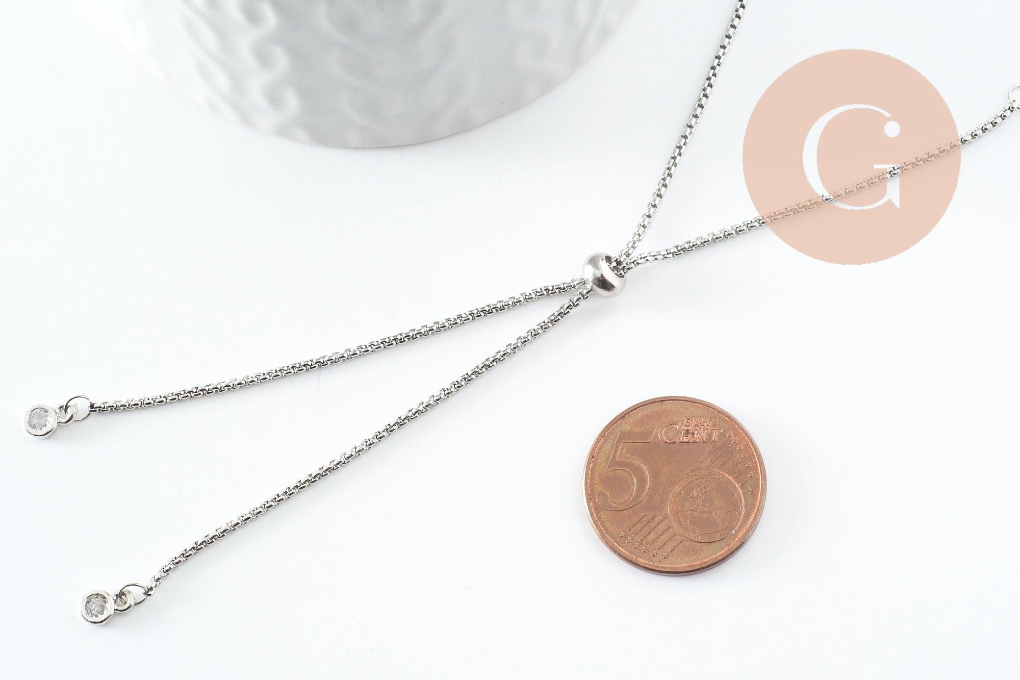 Gingerlily Apprêts Base bracelet rolo acier zircon 26,6 cm x1