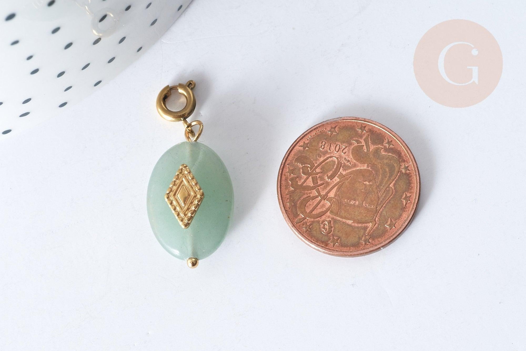 Gingerlily Pendentif amulette G7626 goutte aventurine 29mm x1