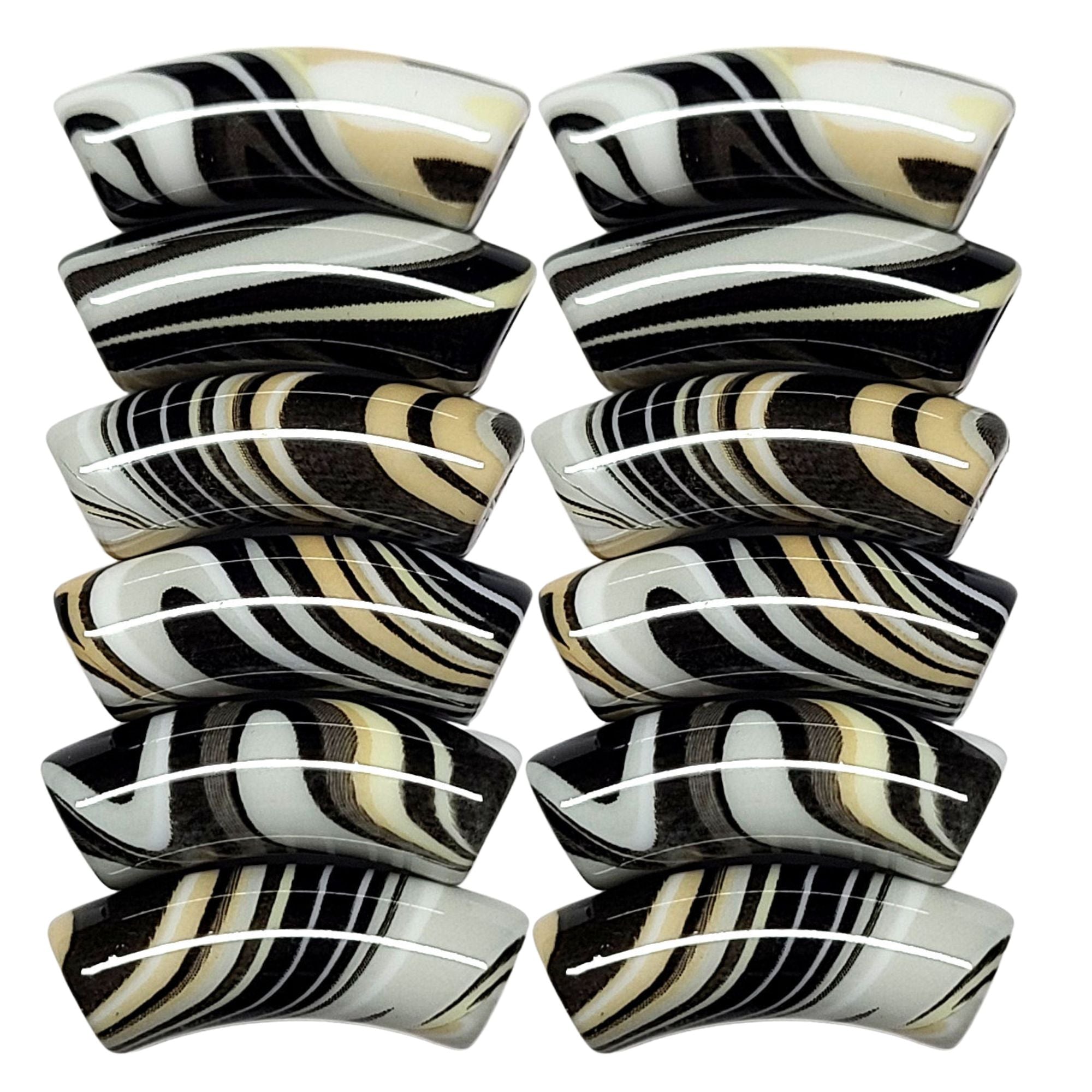ARTSHOP Tubes DESIGN 1009 perle tube ondulé 12mm noir x1