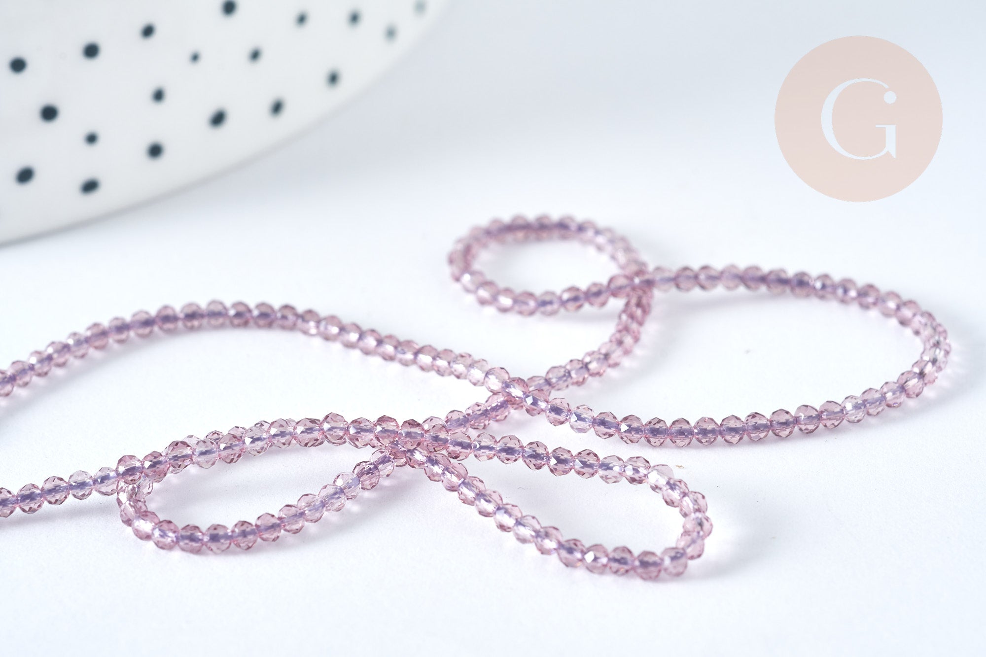 Gingerlily Perles verre facettées G7333 violet clair 2mm fil 37cm