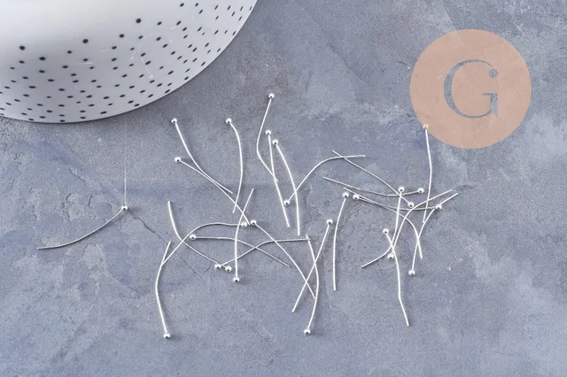 Gingerlily Apprêts DIY tiges clous tête boule argenté 30mm 10g