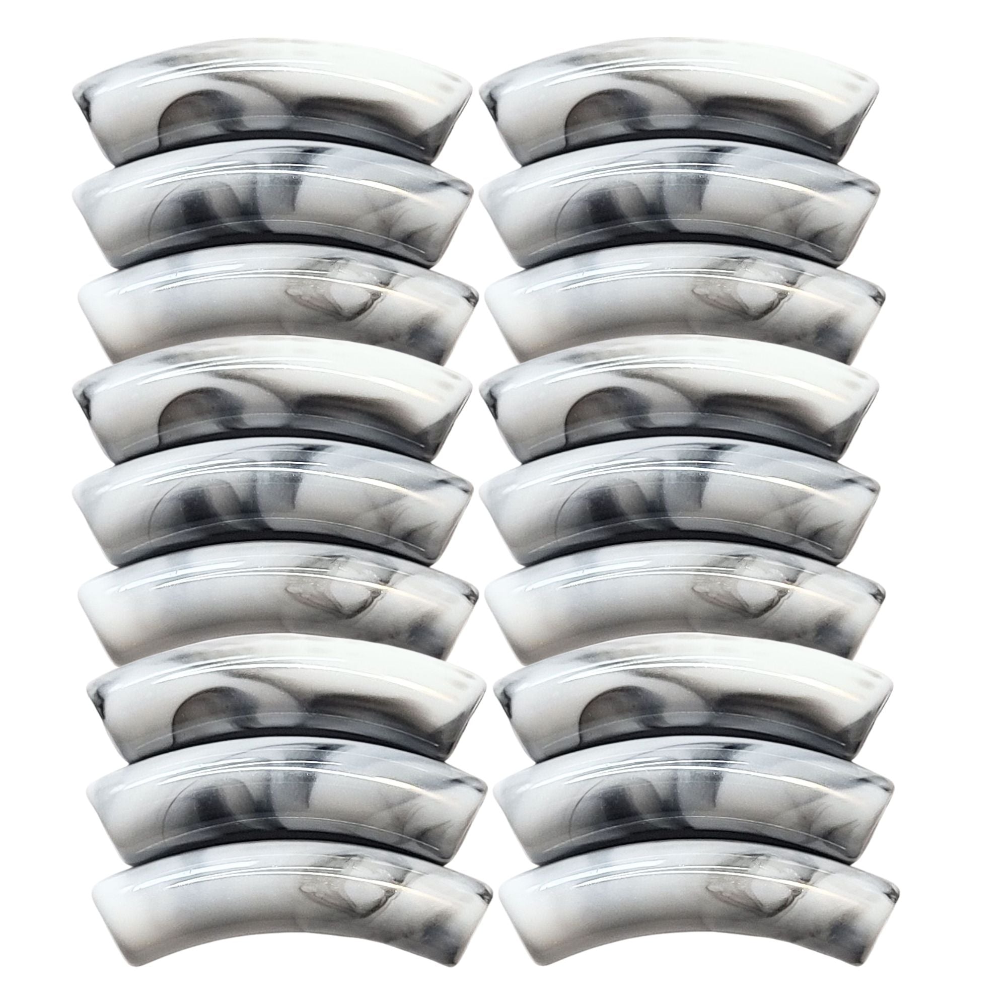 ARTSHOP Tubes 8MM 34 blanc gris marbré perles x6 résine