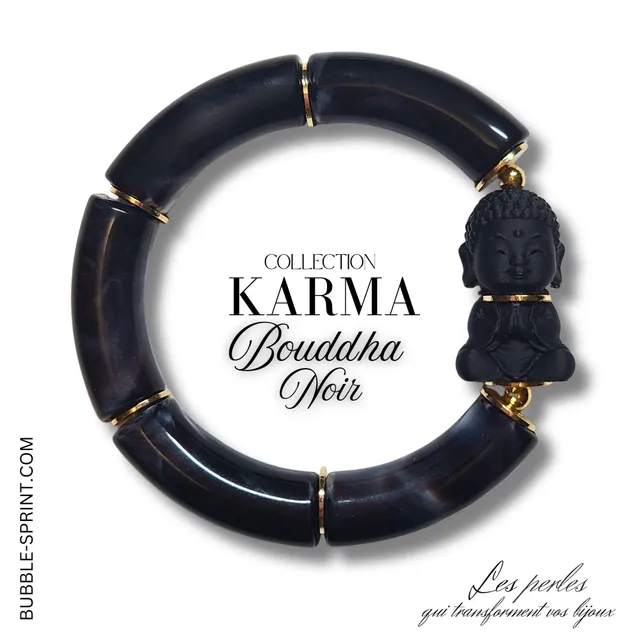 ARTSHOP Bijoux en KITS bracelet KARMA Bouddha Noir élastique