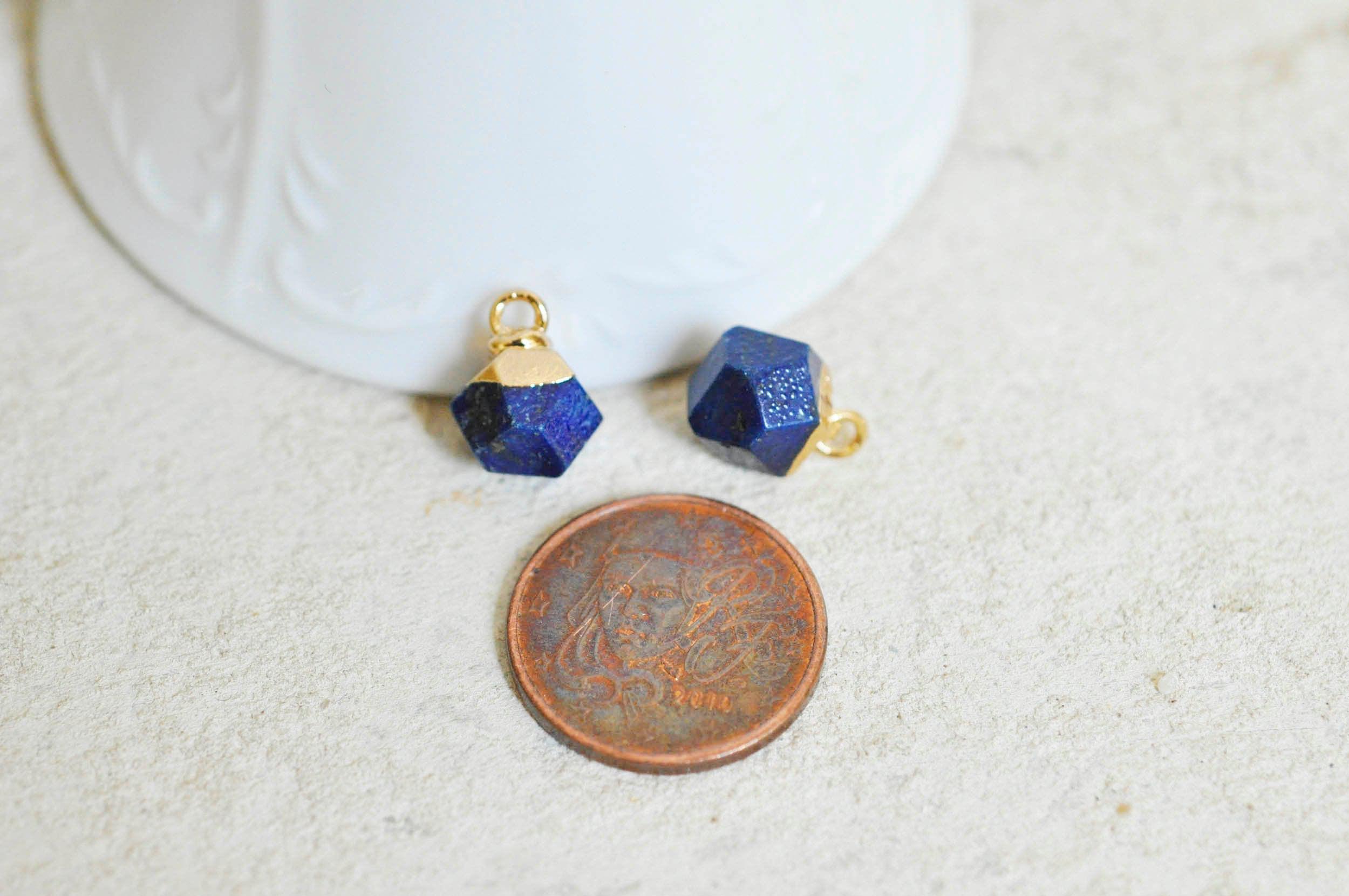 Gingerlily Pendentif hexagone lapis lazuli 11mm pierre bleue x1