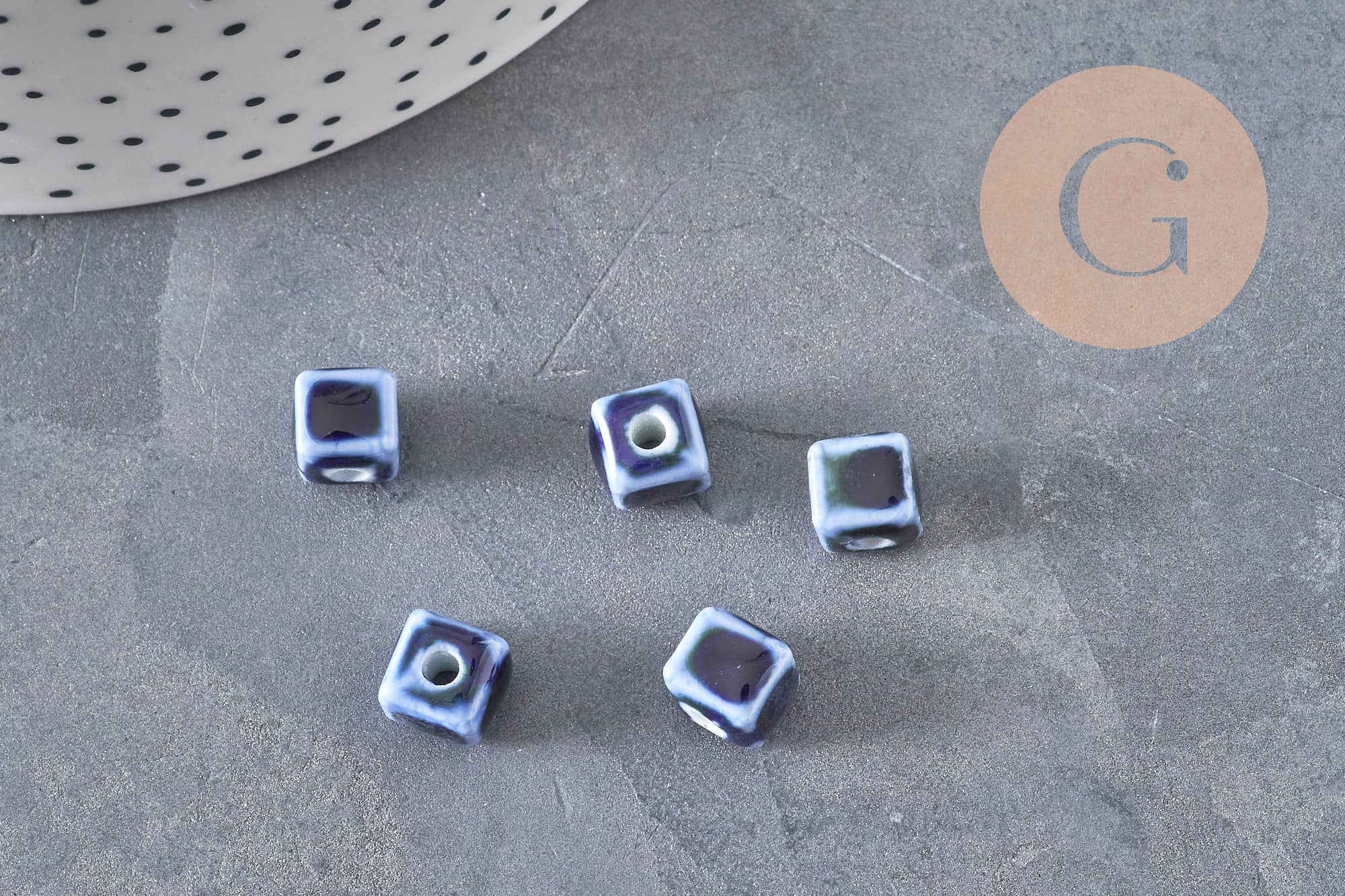 Gingerlily Perles DIY G11239 cube céramique bleu roi 8mm x5