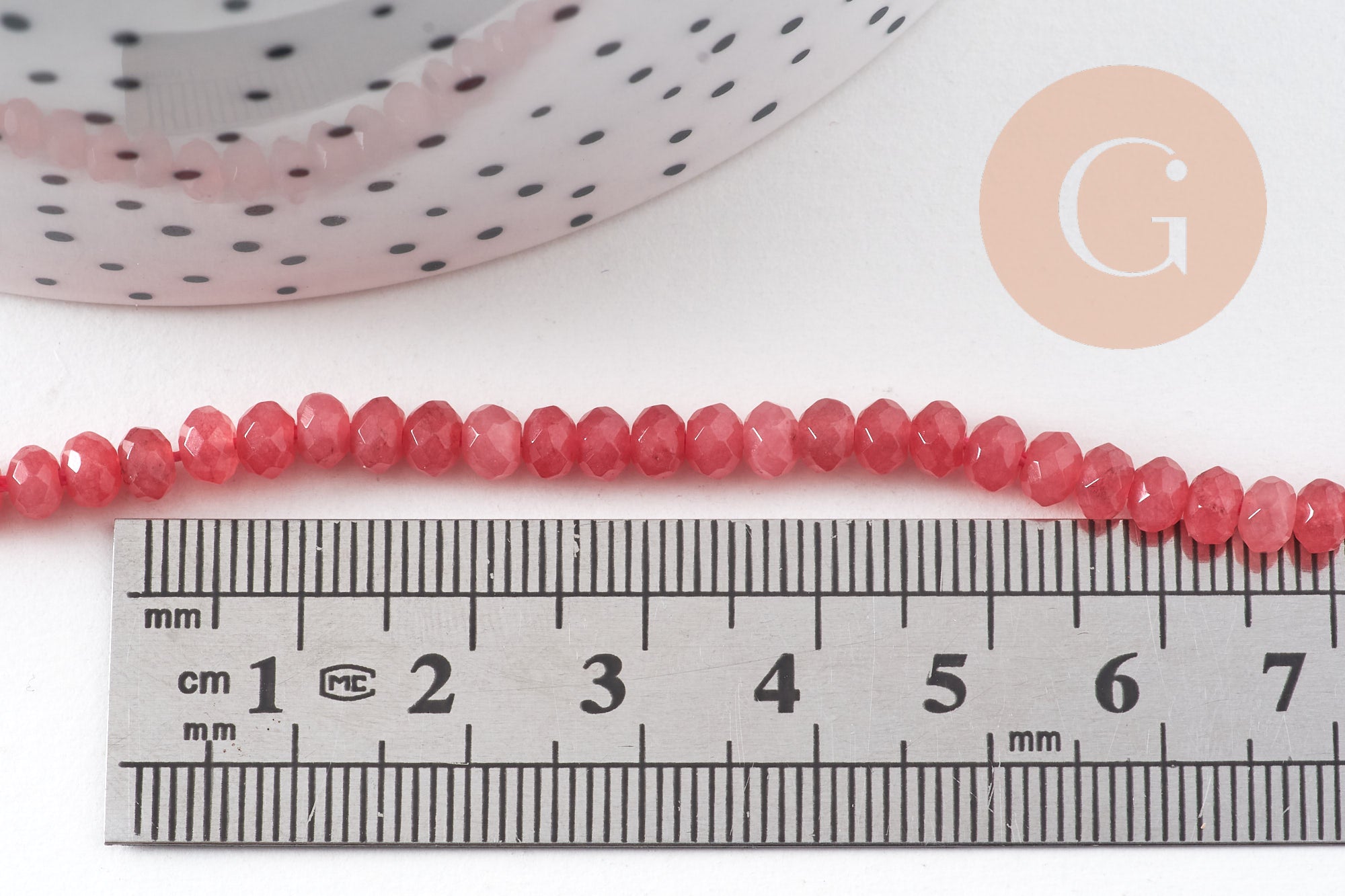 Gingerlily G10918 perles rondelles jade rose fil 34,5 cm
