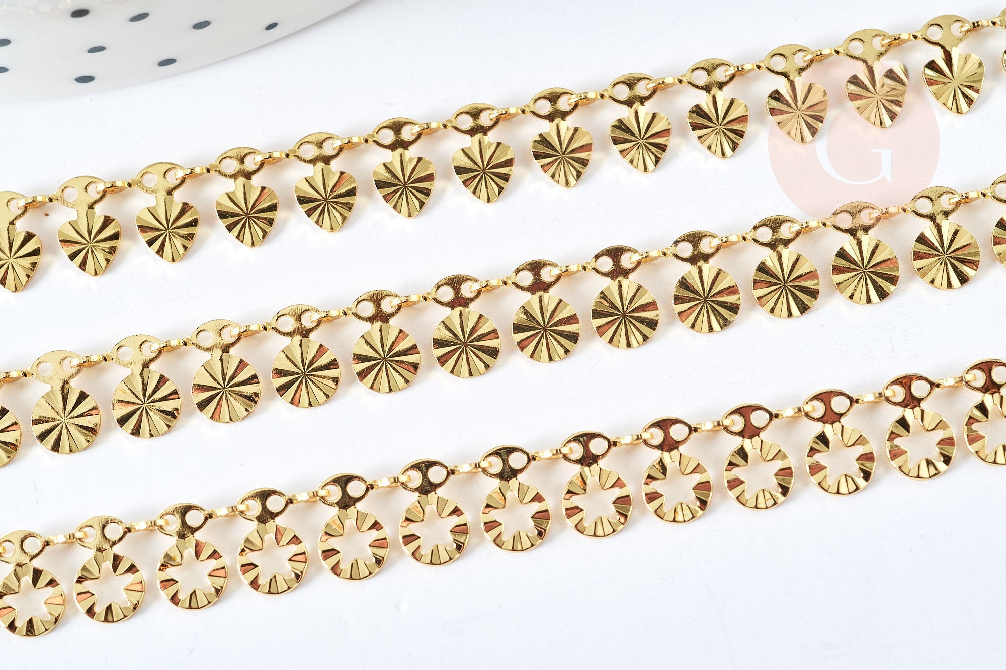 Gingerlily Bracelet G8080 laiton doré maille pastille 17,5cm x1