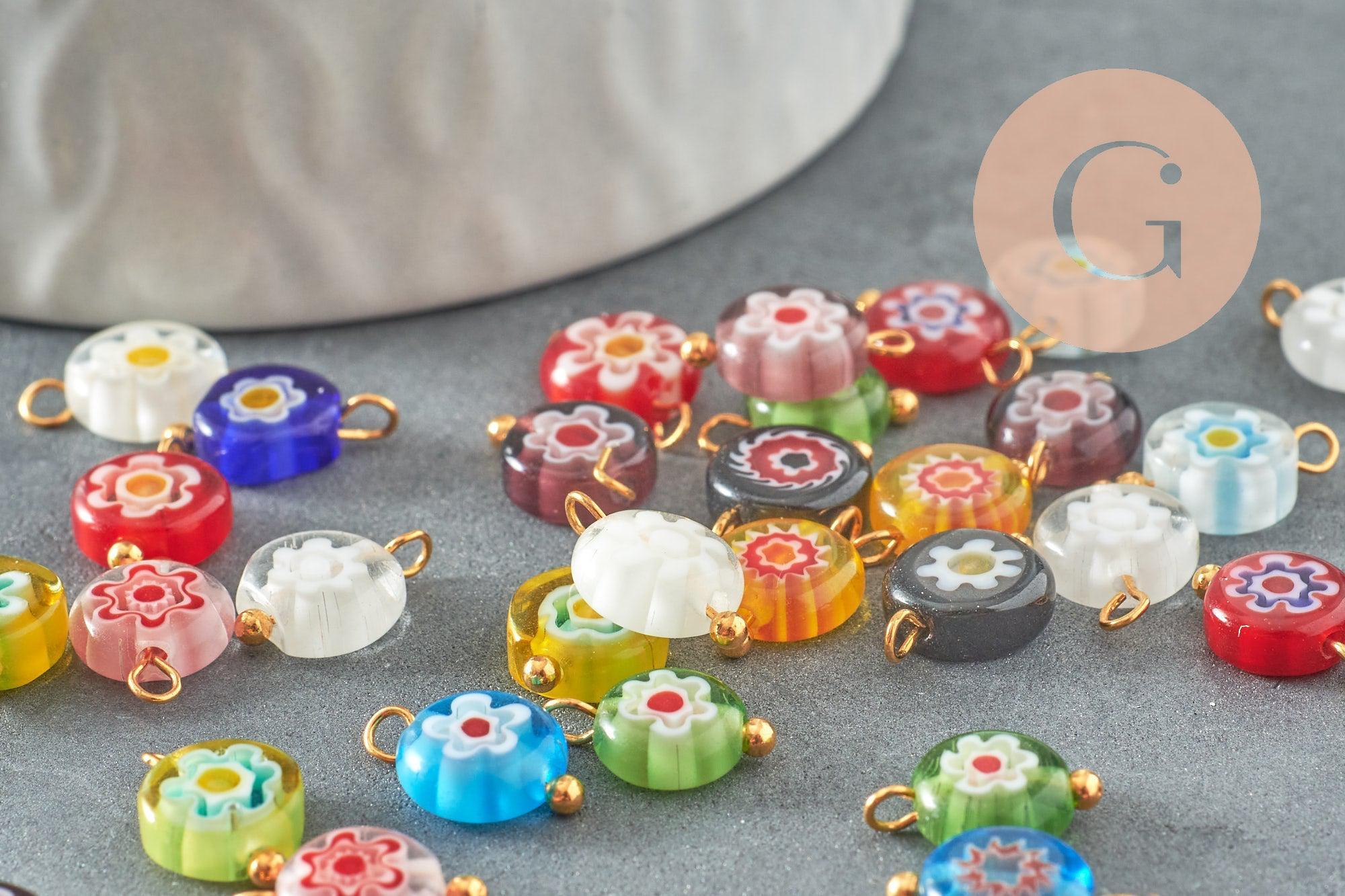 Gingerlily Pendentif DIY Œil Verre Doré 12mm x10 Multicolore