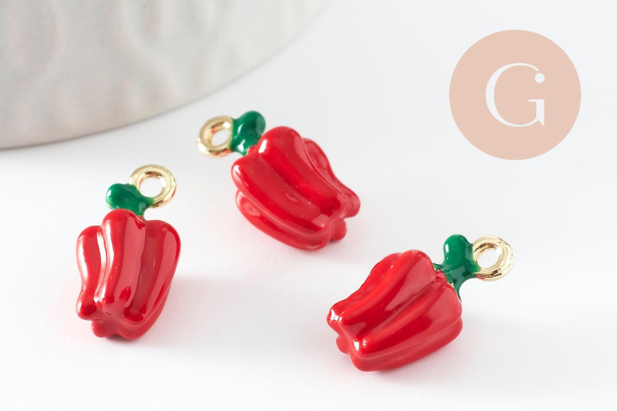 Gingerlily Poivron G9501 breloque émail rouge 18mm x1