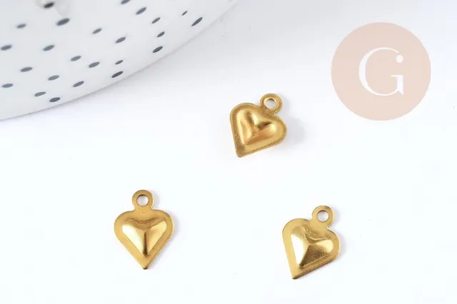 Gingerlily Pendentifs breloque cœur laiton brut 10 mm x5