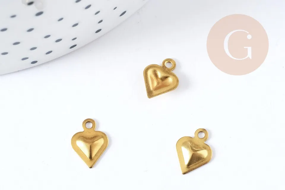 Gingerlily Pendentifs breloque cœur laiton brut 10 mm x5
