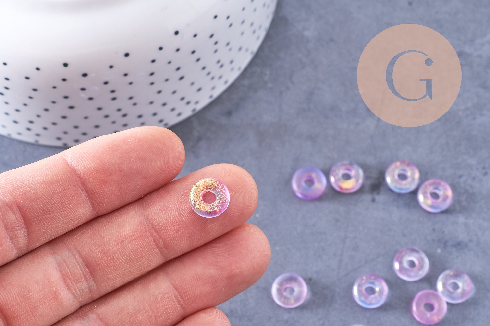 Gingerlily Pendentifs G10627 pendentif donut verre violet x10