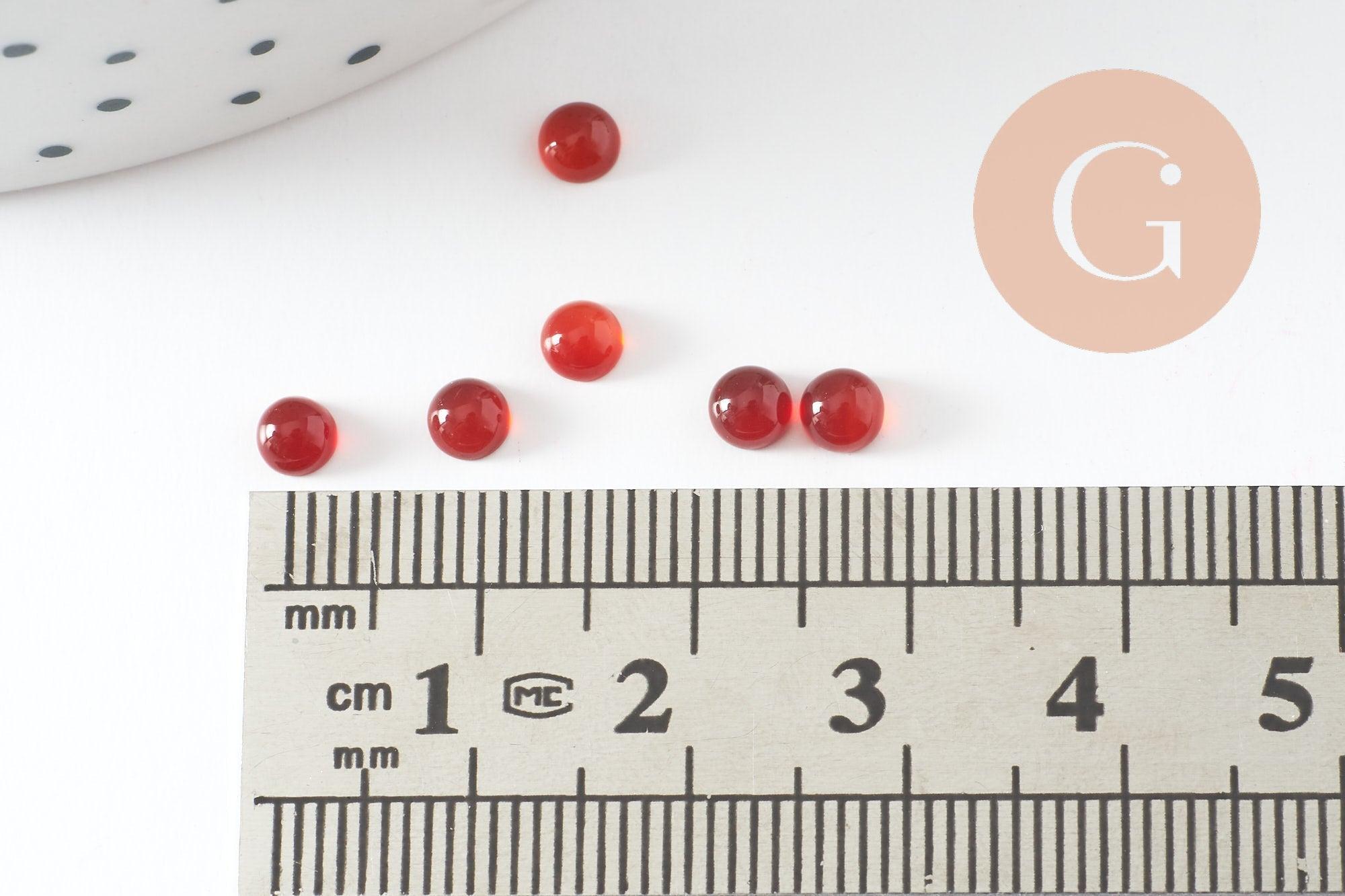 Gingerlily Perles G10034 cabochon agate rouge rond 4mm