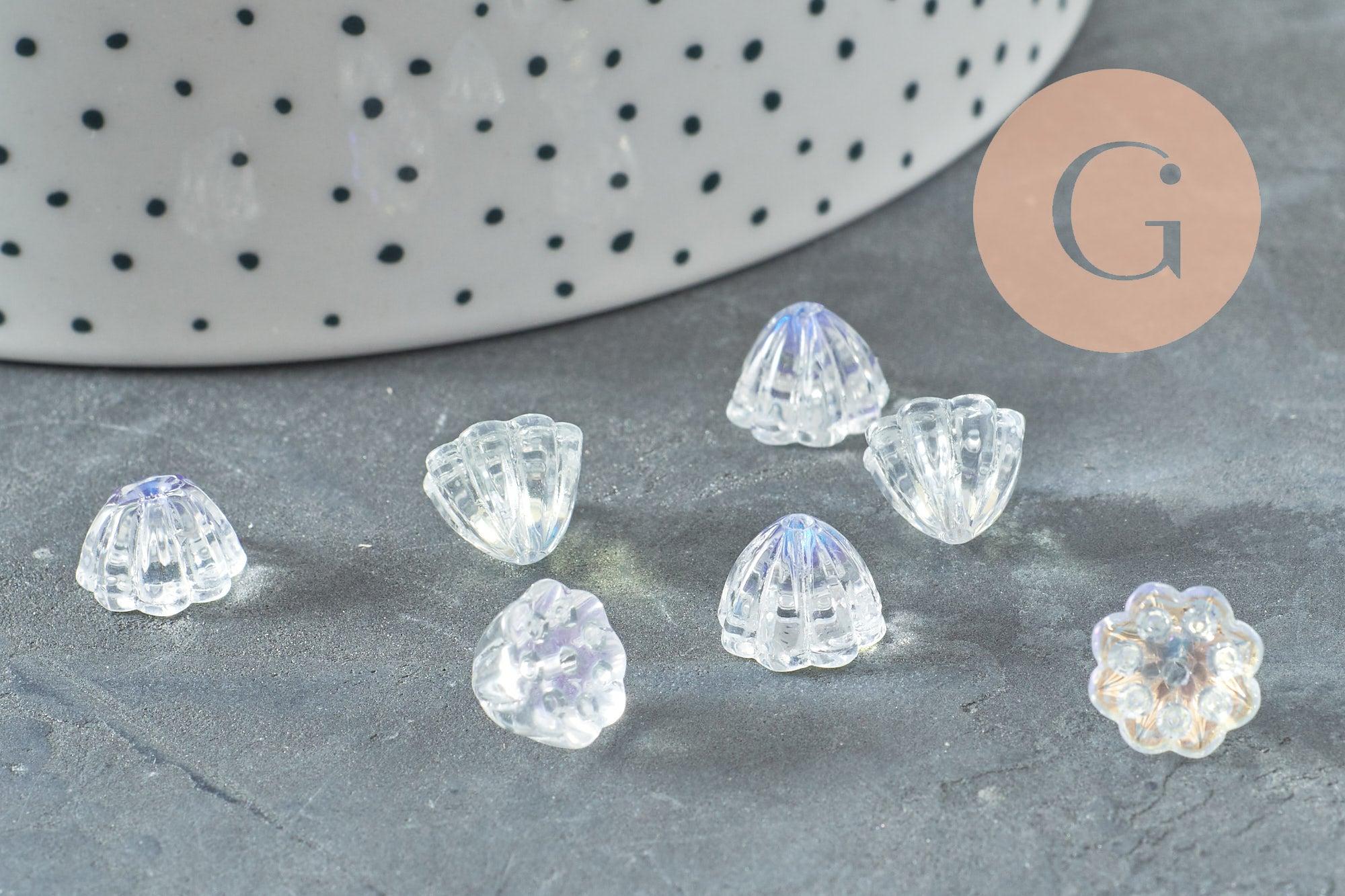 Gingerlily Perles fleur verre G9820 perles 11 mm lot 10 opalescent