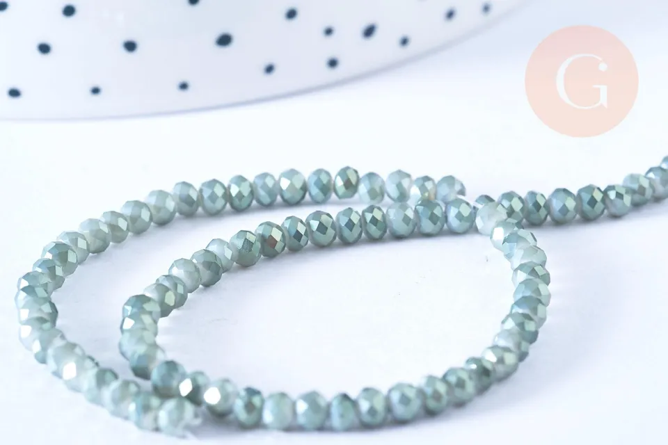 Gingerlily Toupies G6753 perles cristal vert irisé 3,5mm fil