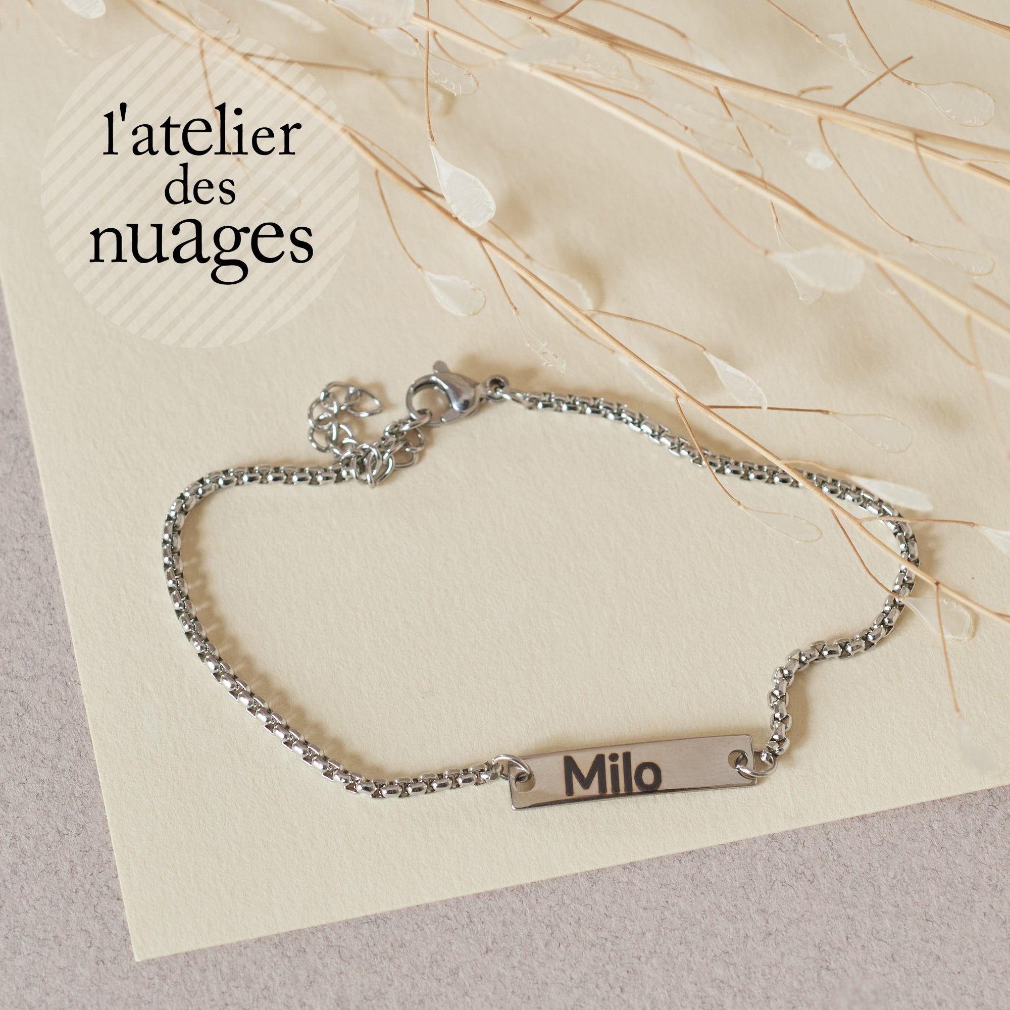 Gingerlily Perles ADN13 bracelet gourmette or 1 médaille acier