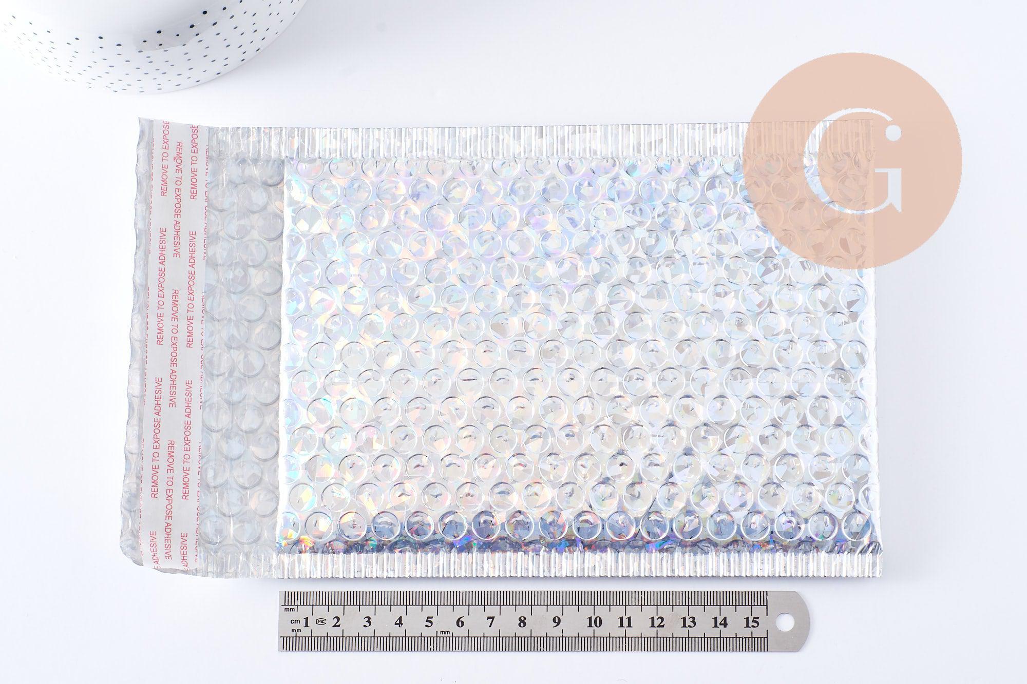 Gingerlily Enveloppes Bulles Argent Holographique 24x15cm x10