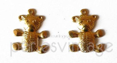 Gingerlily Pendentif nounours laiton doré breloque enfance
