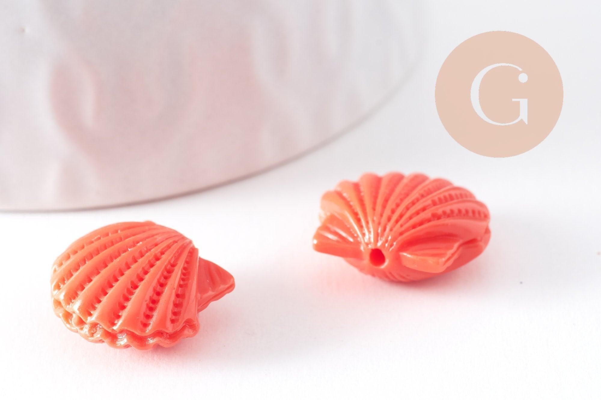 Gingerlily perle coquillage G10343 rose corail 16mm lot 5