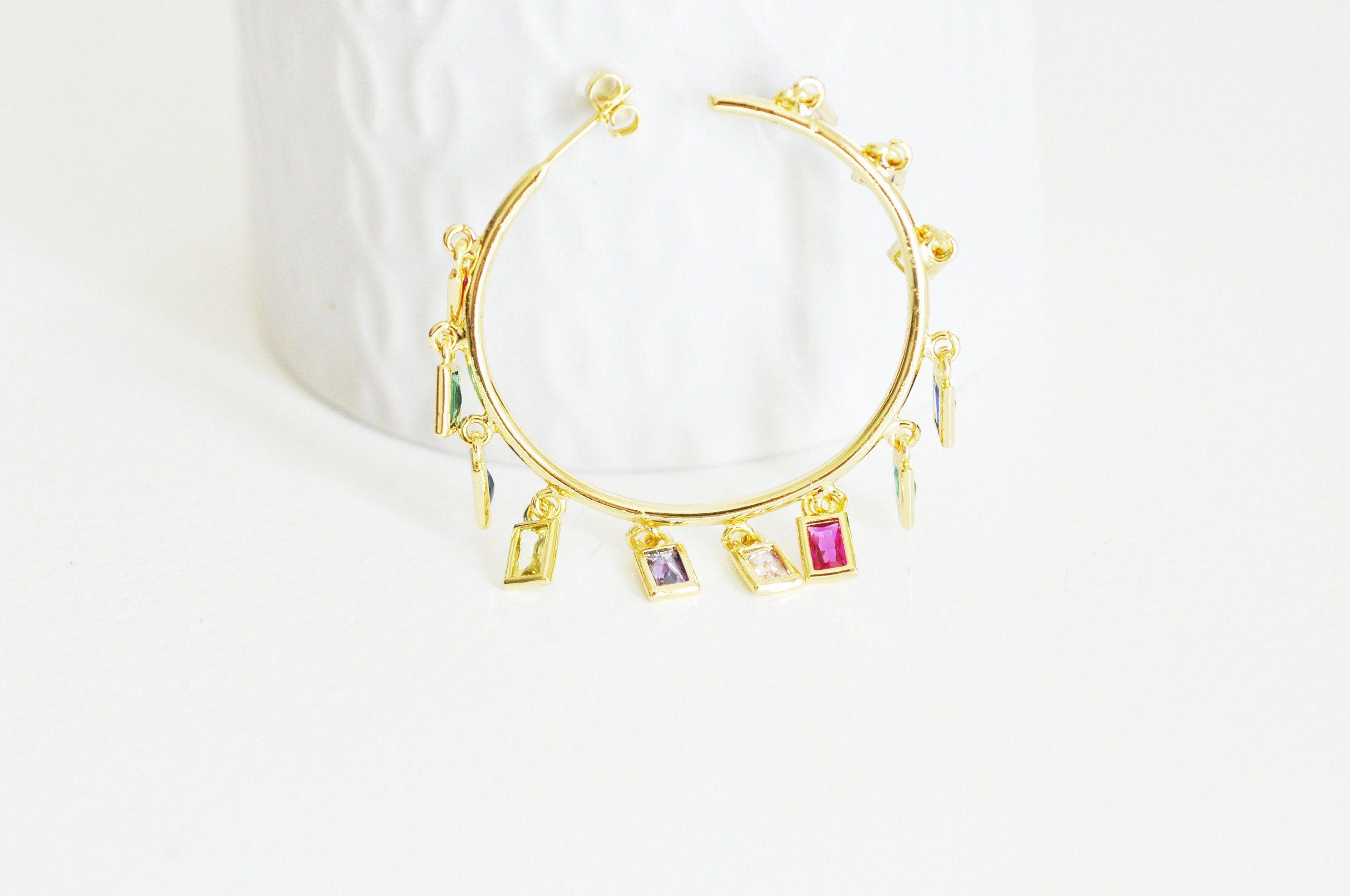 Gingerlily Perles G018 créoles laiton doré multicolore 51mm