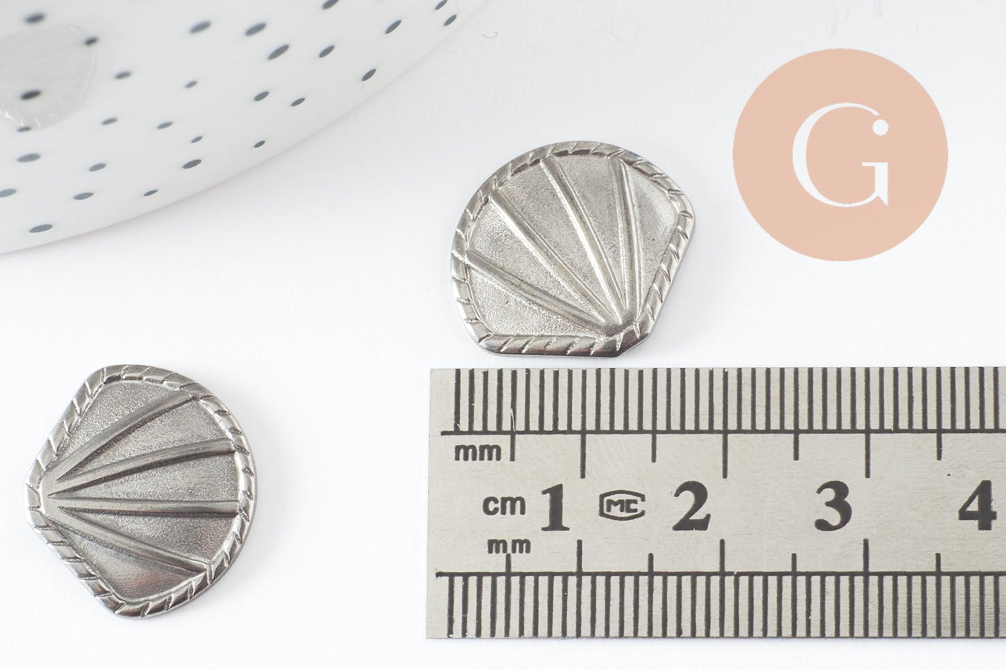 Gingerlily G10193 cabochon coquillage acier platine 18,5 mm