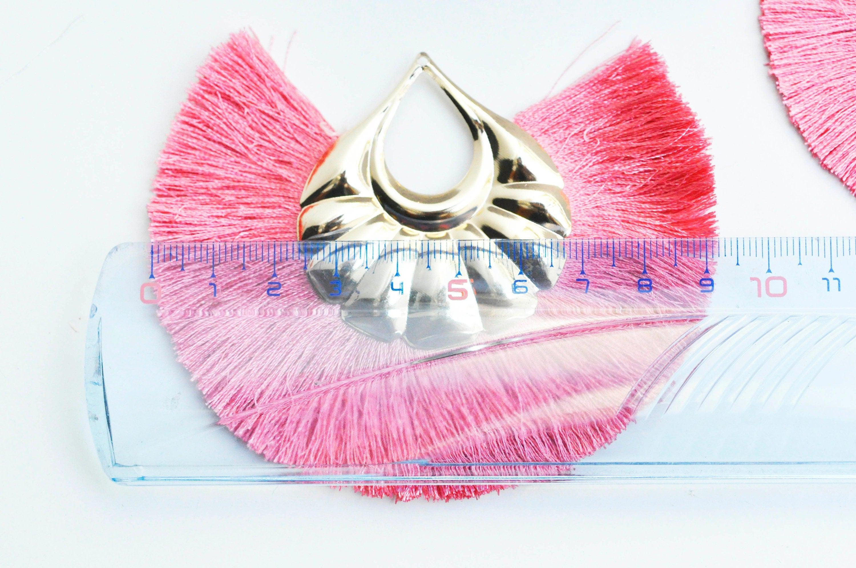 Gingerlily G4536 lot 2 pendentifs pompon rose doré 90mm