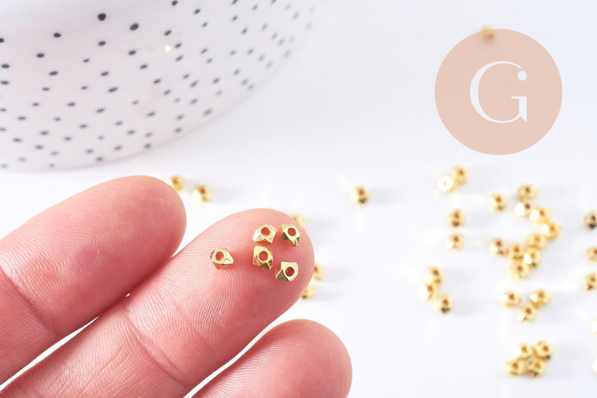 Gingerlily Perles hexagonale zamac doré 4x3.5mm lot 50 facettée