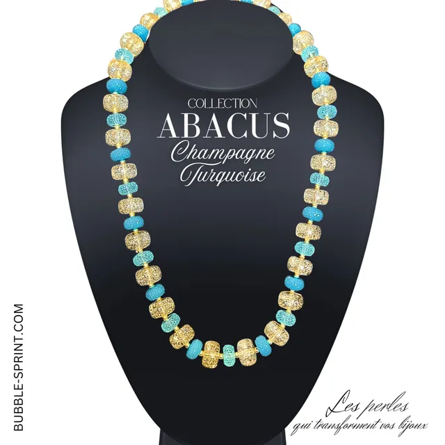 ARTSHOP Abacus Collier Champagne Turquoise Kit 54 cm
