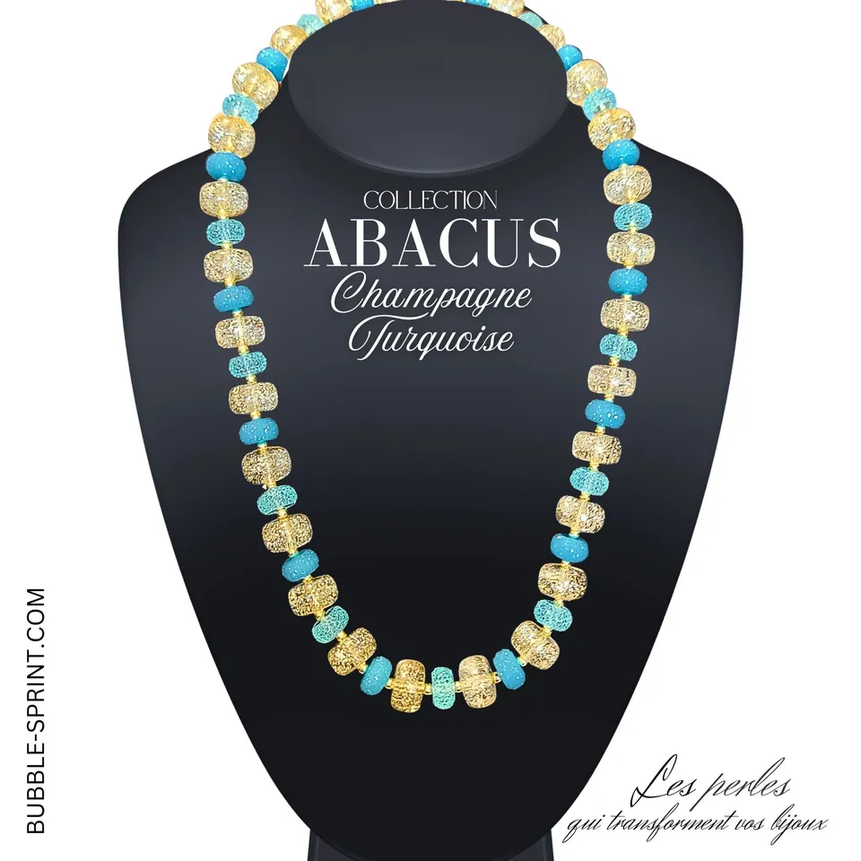 ARTSHOP Abacus Collier Champagne Turquoise Kit 54 cm