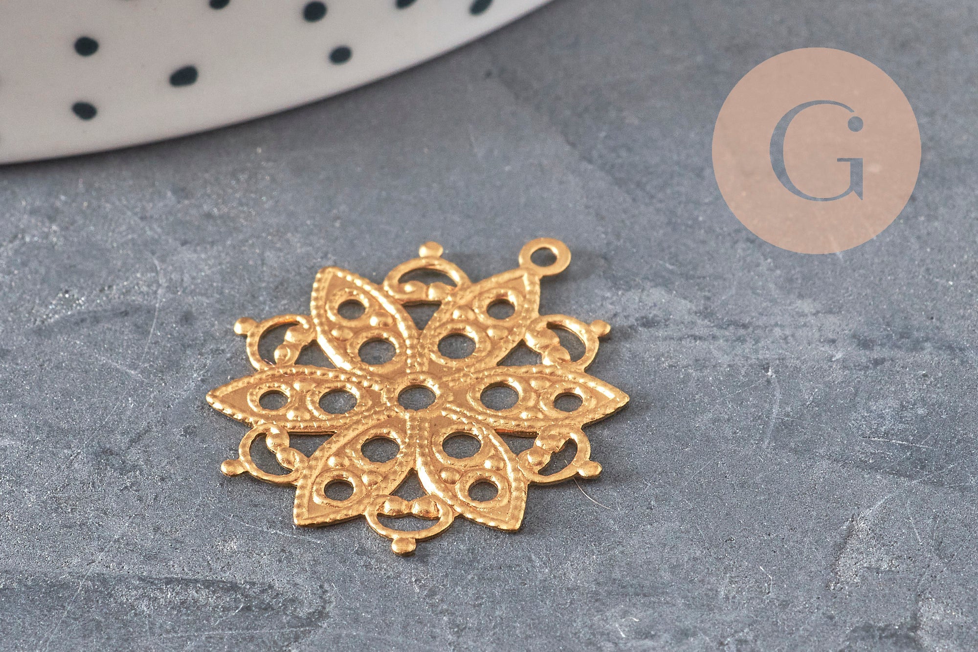 Gingerlily Pendentifs DIY G10166 estampe rosace laiton brut 26mm x2