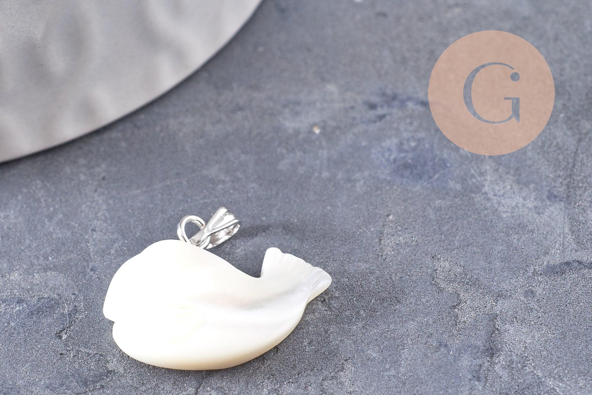 Gingerlily Pendentifs G9914 baleine nacre blanche 19,5mm pendentif x1