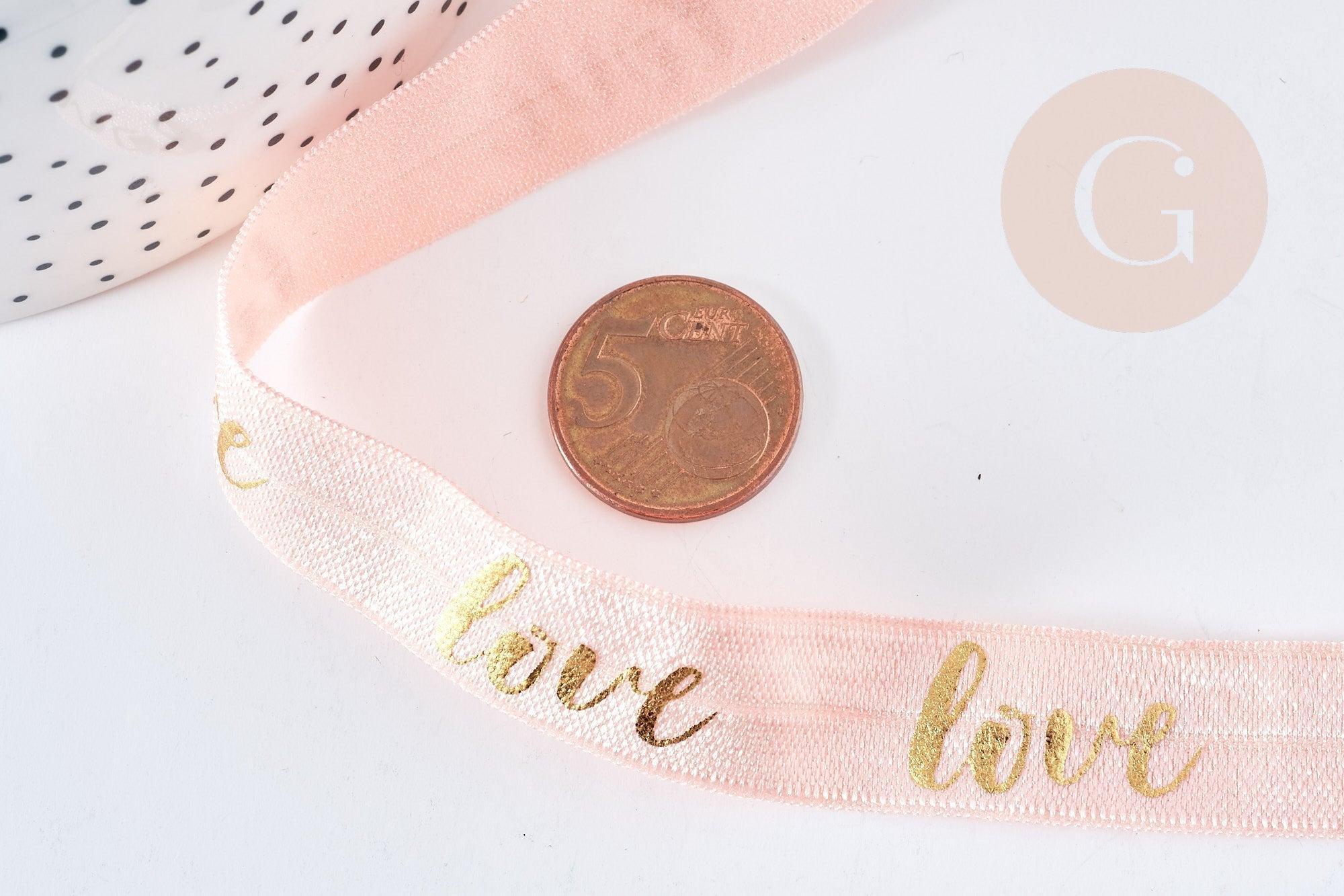 Gingerlily Cordons G8306 ruban élastique LOVE rose 16mm 1m