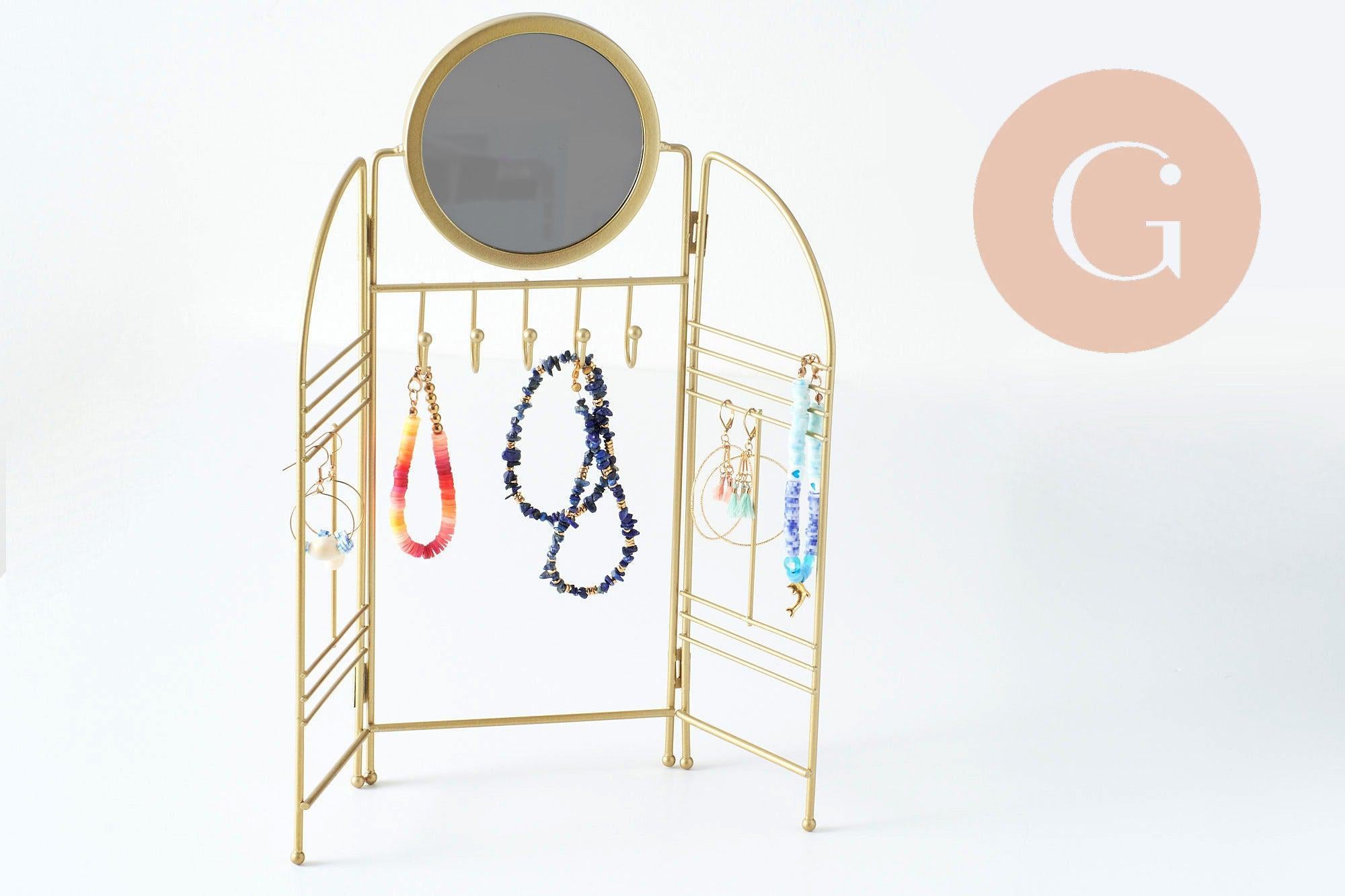 Gingerlily G9794 présentoir bijoux doré 33cm miroir