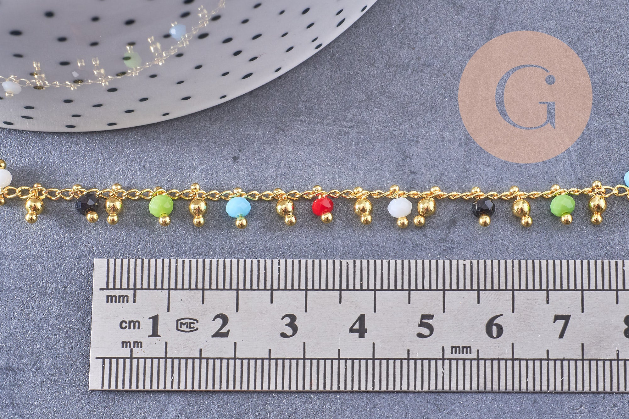 Gingerlily Chaînes pour bijoux DIY G3963 chaîne rocaille dorée 18K 40,5cm
