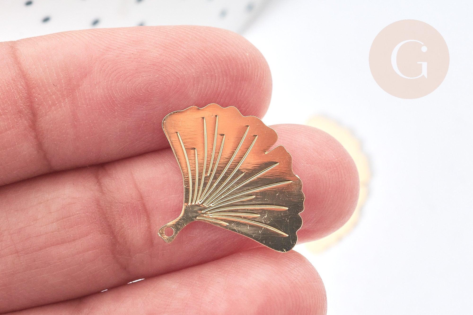 Gingerlily Pendentifs G8069 pendentif feuille ginkgo laiton doré 22mm