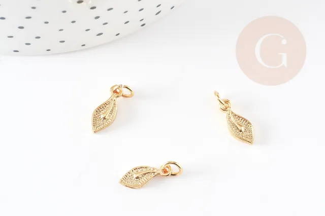 Gingerlily G5458 pendentif feuille doré x5 9,5mm