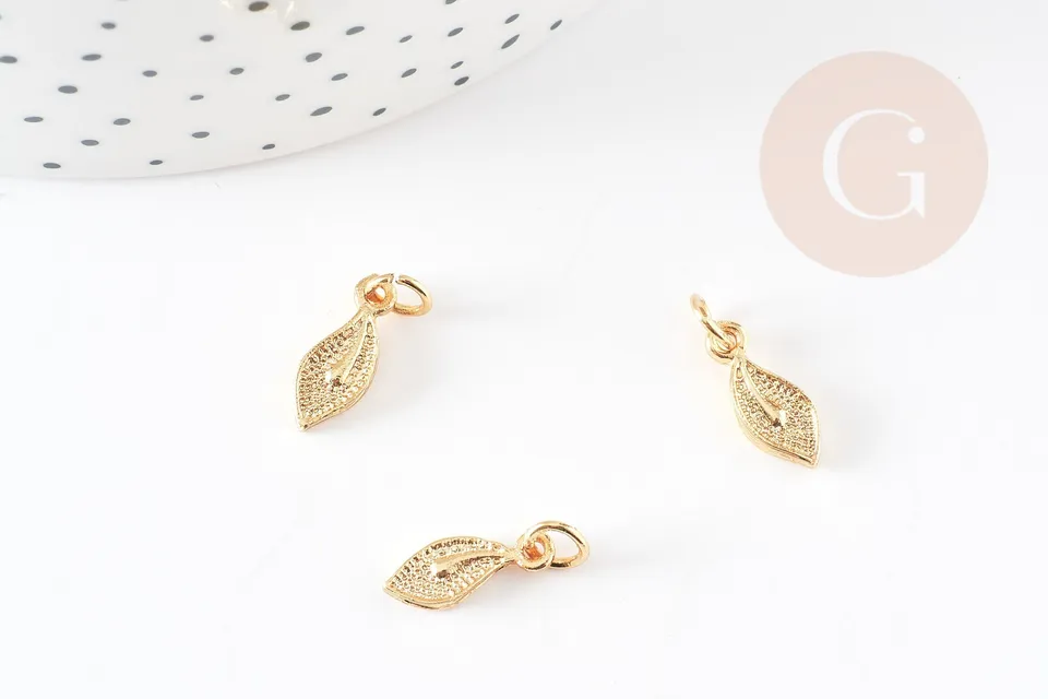 Gingerlily G5458 pendentif feuille doré x5 9,5mm