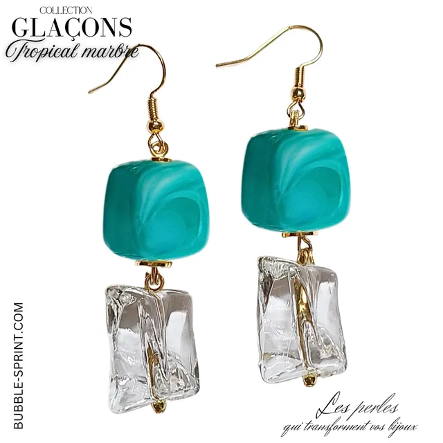 ARTSHOP Glaçons kit boucles d'oreilles tropical marbré 6cm