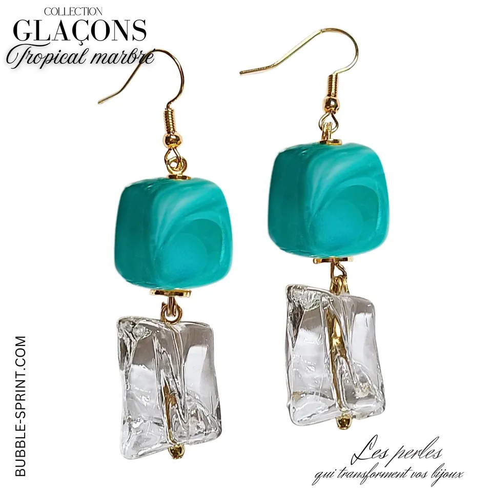 ARTSHOP Glaçons kit boucles d'oreilles tropical marbré 6cm