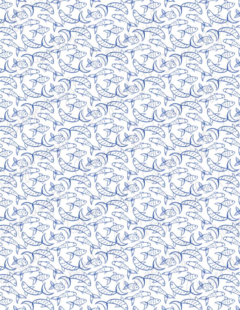 Gingerlily Pâte polymère feuille transfert poissons bleu 14x10 cm