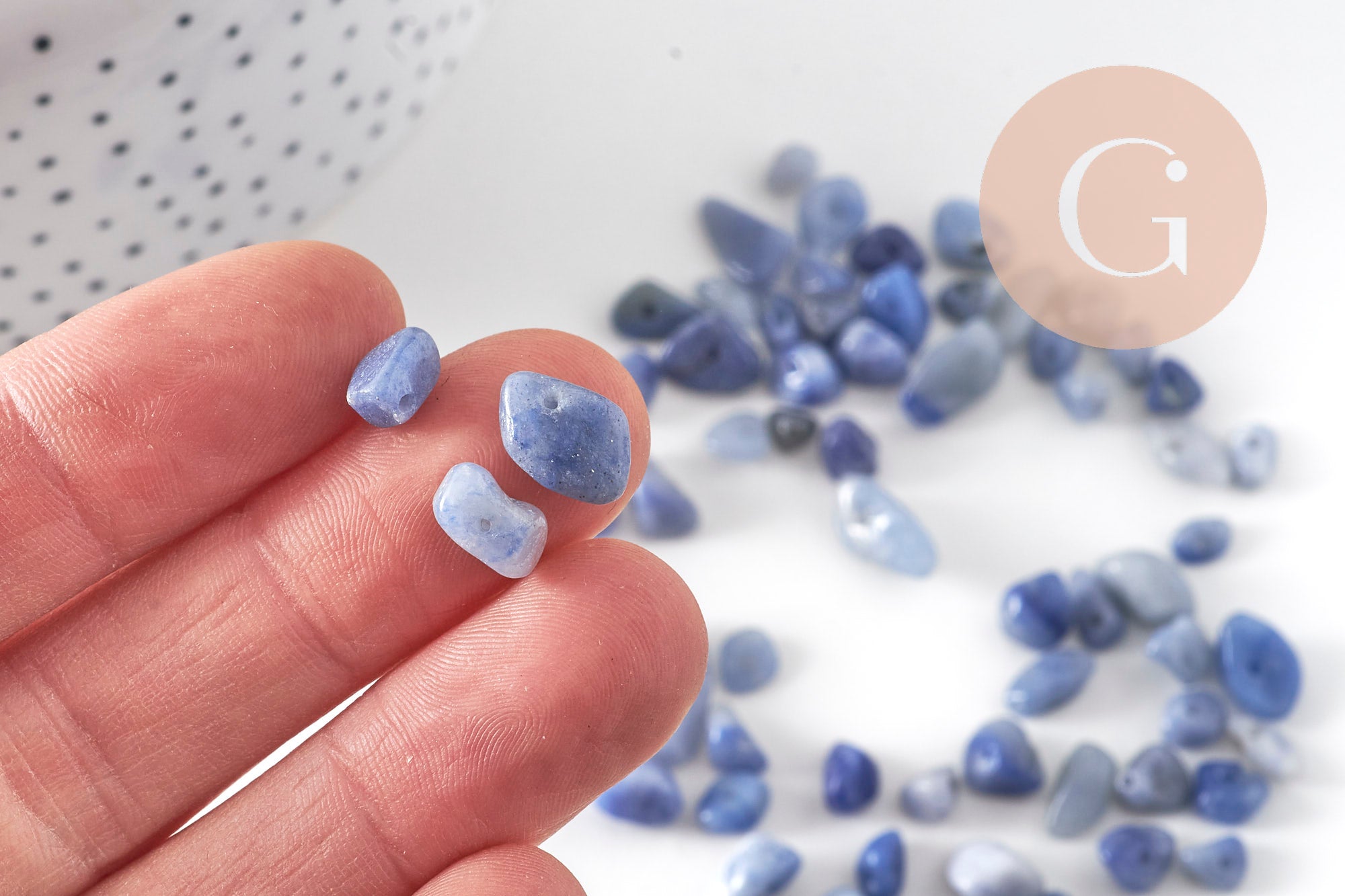 Gingerlily Perles aventurine bleue chips 5-11mm sachet 55g