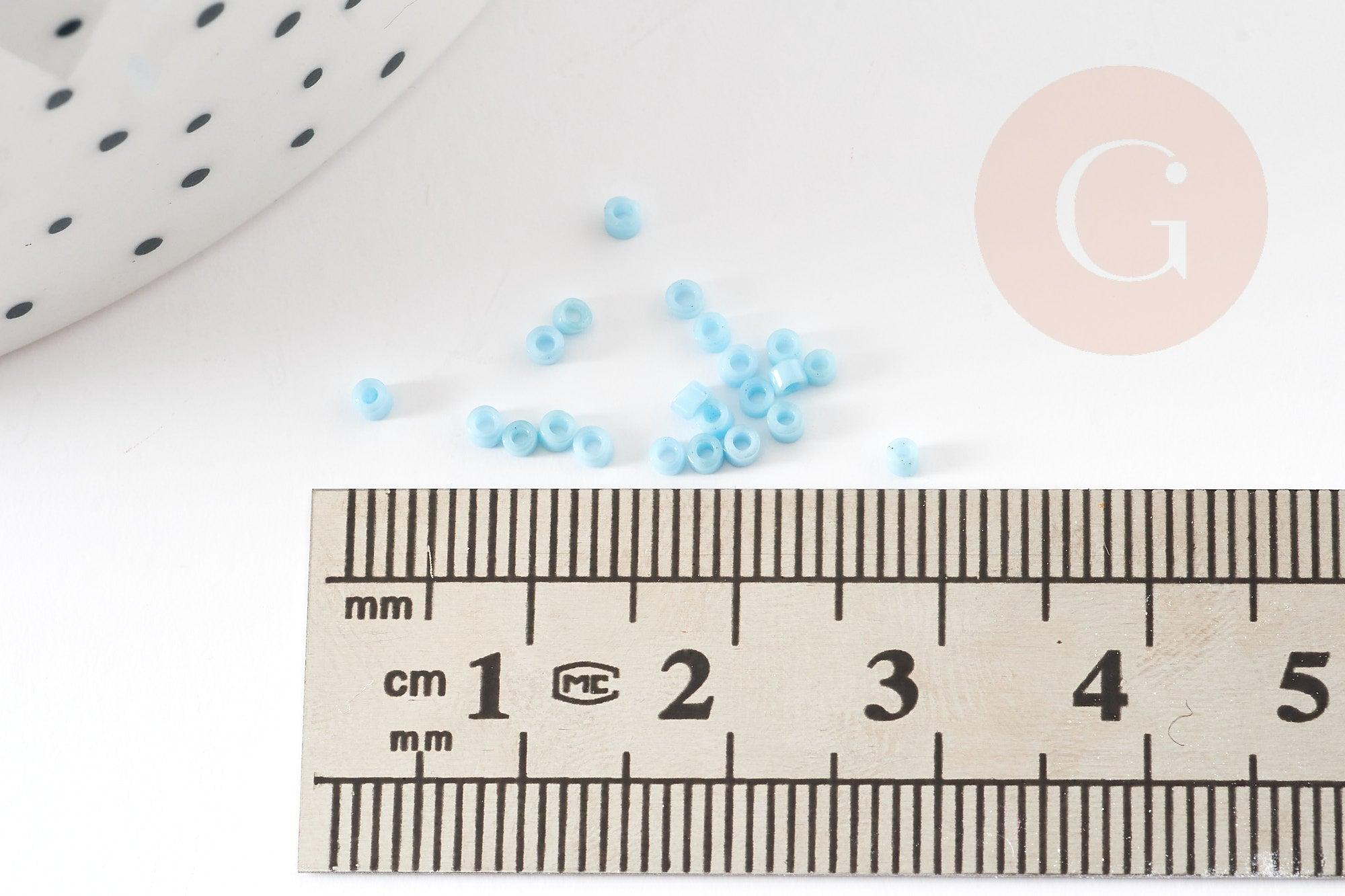 Gingerlily perles rocaille tube verre bleu ciel 2mm 8g