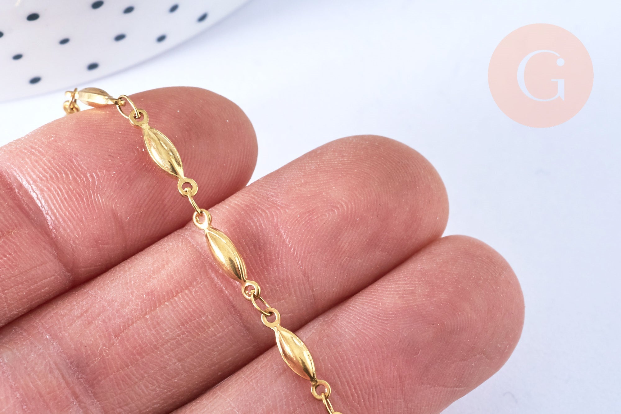 Gingerlily Bracelet olive acier doré 202mm Toggle base DIY x1