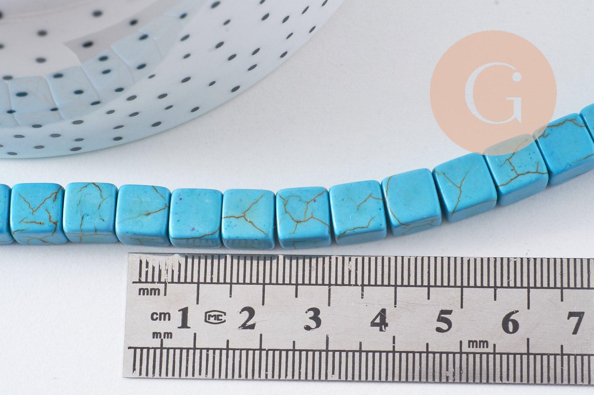 Gingerlily Perles carré howlite turquoise 8mm fil 50
