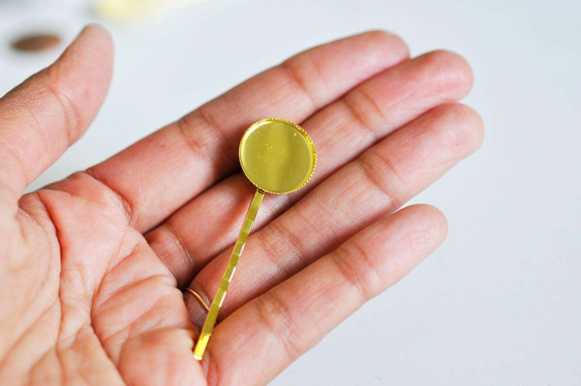 Gingerlily Perles G361 support barrette doré cabochon 18mm x5