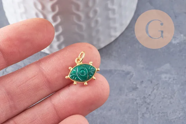 Gingerlily Pendentifs Oeil G9865 pendentif malachite 15mm doré