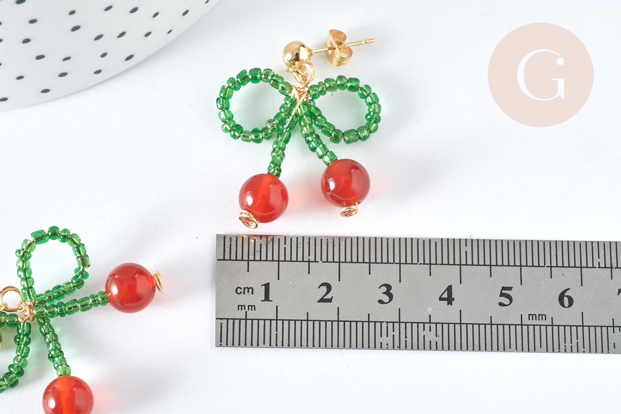 Gingerlily cerise G7477 boucles puces acier doré agate rouge