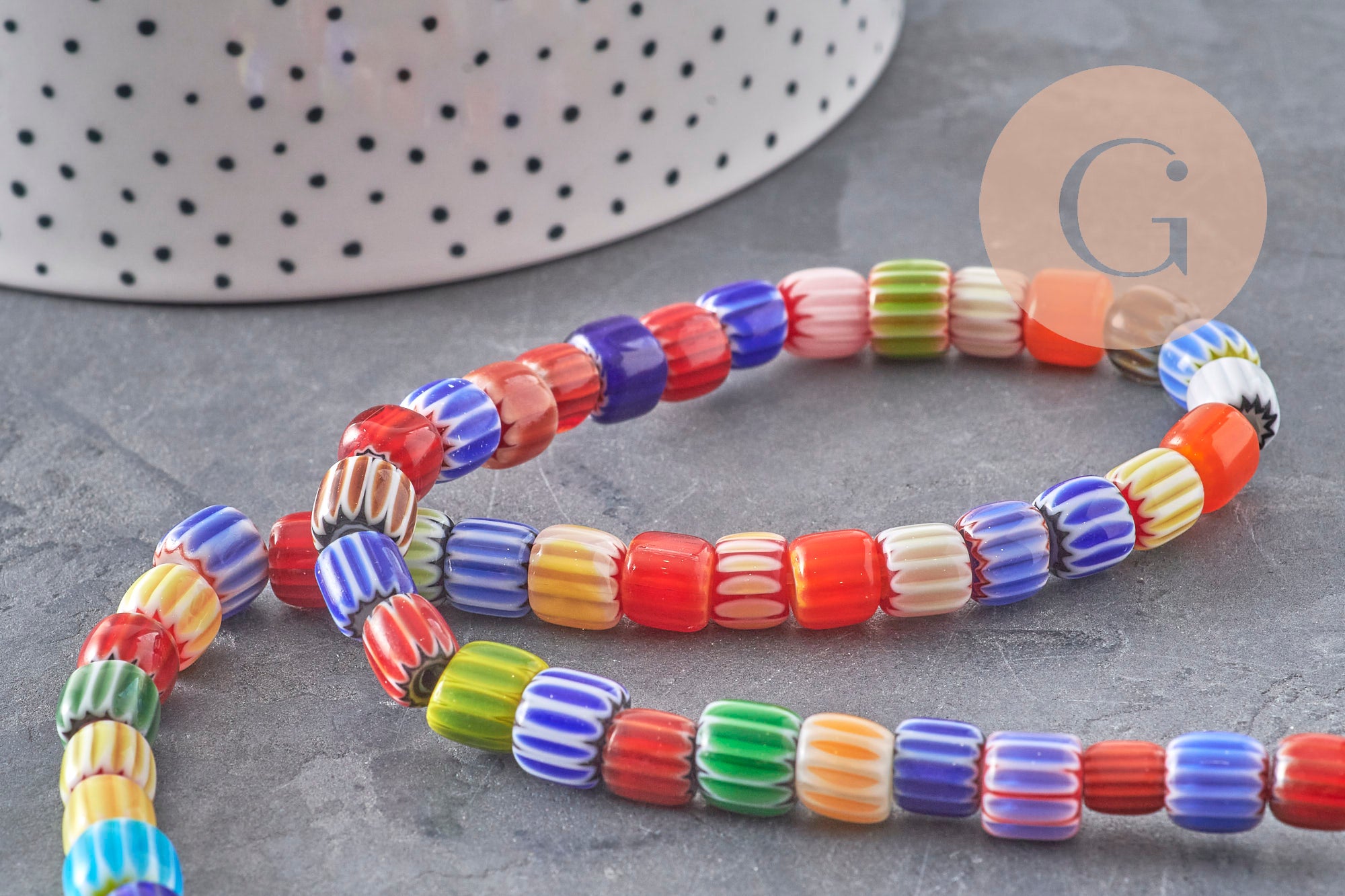 Gingerlily Perles millefiori rondelle 9mm multicolore fil 40cm