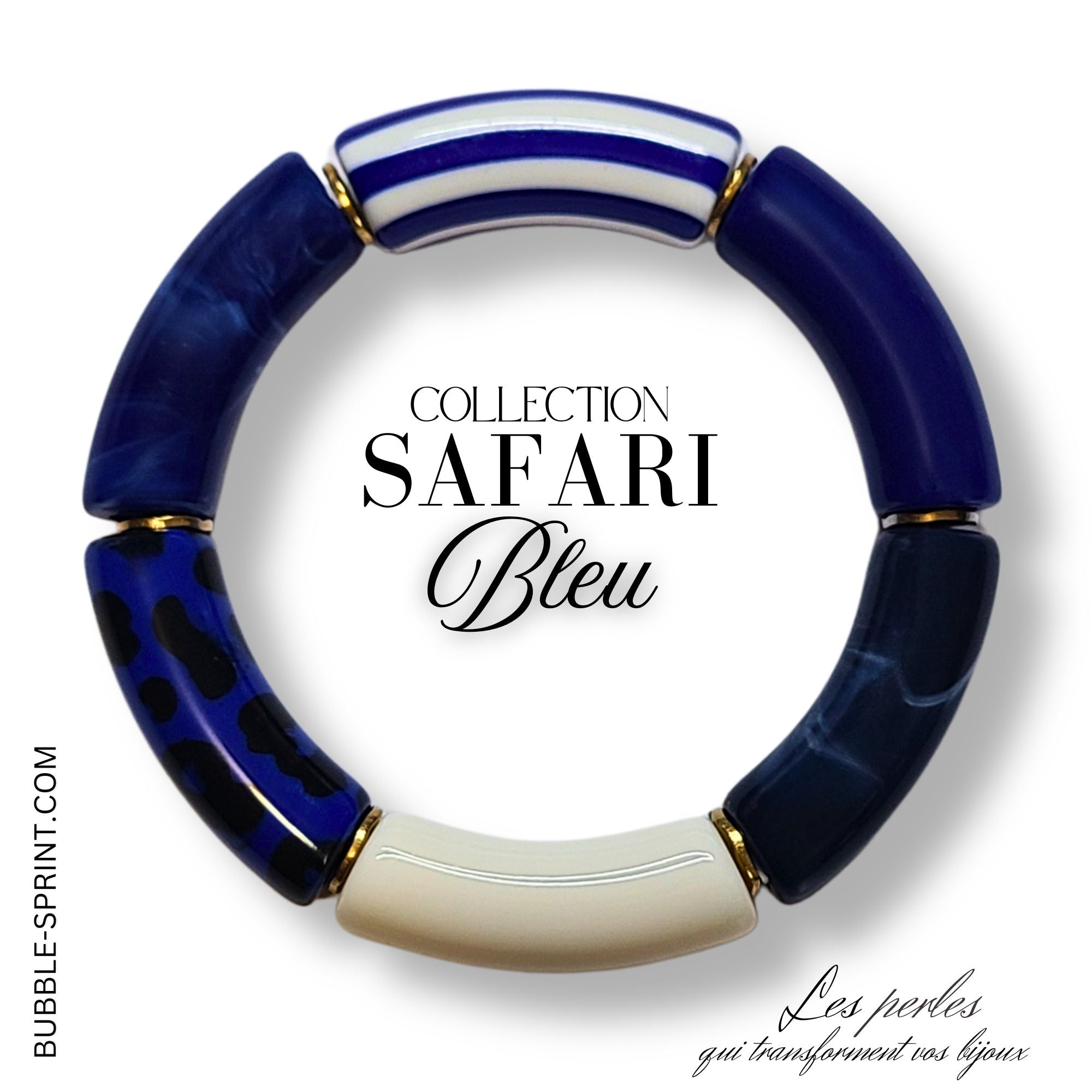 Artshop Safari Bracelet Bleu Acrylique Kit ou Monté 5,5cm